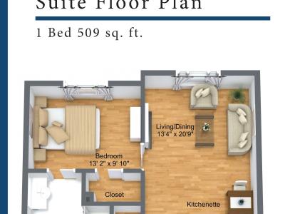 Smith Creek 1 Bed 509 sq ft